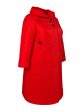 Пальто больших размеров с капюшоном, цвет красный в интернет-магазине Фабрики Тревери