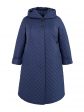 Пальто больших размеров с капюшоном, цвет синий в интернет-магазине Фабрики Тревери