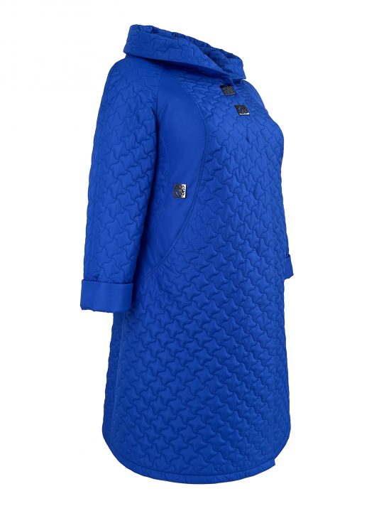 Пальто женское стеганное на кнопках, цвет голубой в интернет-магазине Фабрики Тревери