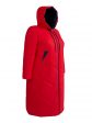 Женское пальто из двух видов стежки с цветной отделкой, цвет красный в интернет-магазине Фабрики Тревери