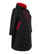 Женское пальто из комбинированной стеганой ткани с отделкой, цвет черный в интернет-магазине Фабрики Тревери