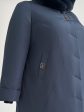 Женское зимнее пальто с полу норкой и декоративными кнопками, цвет синий в интернет-магазине Фабрики Тревери