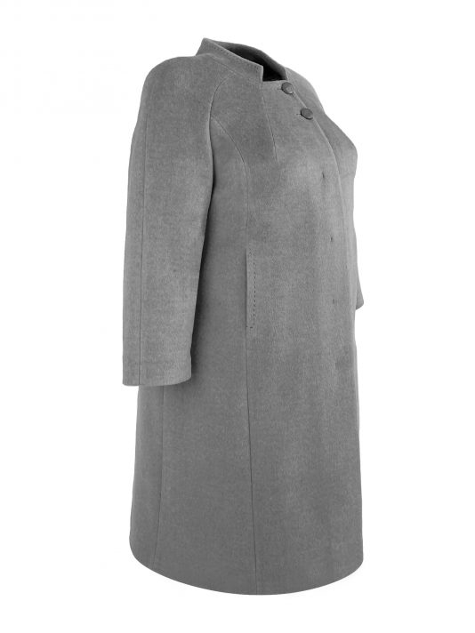 Длинное пальто с воротником стойка, цвет серый в интернет-магазине Фабрики Тревери