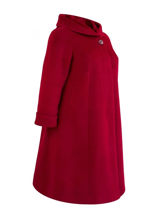 Элегантное женское пальто из драпа, цвет бордовый в интернет-магазине Фабрики Тревери