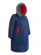 Зимнее женское пальто с цветной отделкой и чернобуркой , цвет синий в интернет-магазине Фабрики Тревери