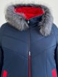 Зимнее женское пальто с цветной отделкой и чернобуркой , цвет синий в интернет-магазине Фабрики Тревери