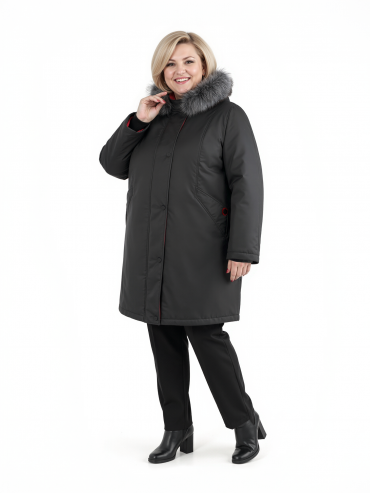 Куртка зимняя больших размеров, цвет черный в интернет-магазине Фабрики Тревери
