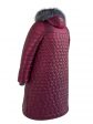 Молодежное комбинированное стеганное пальто с нашивкой и эко-мехом, цвет бордовый в интернет-магазине Фабрики Тревери