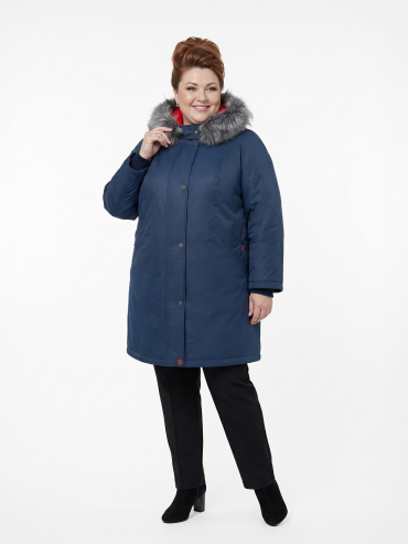 Женская зимняя куртка из плащевой ткани на мембране, цвет синий в интернет-магазине Фабрики Тревери