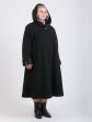 Пальто больших размеров с капюшоном, цвет черный в интернет-магазине Фабрики Тревери