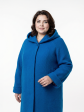 Пальто больших размеров с капюшоном, цвет голубой в интернет-магазине Фабрики Тревери