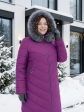 Пуховик больших размеров с капюшоном, цвет фиолетовый в интернет-магазине Фабрики Тревери