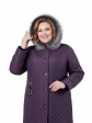 Женское зимнее пальто с дизайнерской подвеской и эко-мехом чернобурки, цвет фиолетовый в интернет-магазине Фабрики Тревери