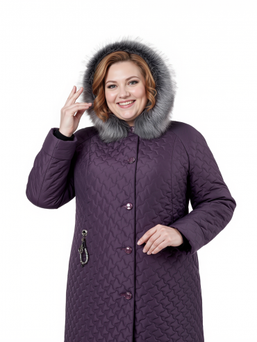 Пальто зимнее больших размеров 158, цвет фиолетовый в интернет-магазине Фабрики Тревери