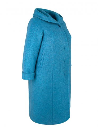 Пальто больших размеров с капюшоном, цвет серый в интернет-магазине Фабрики Тревери