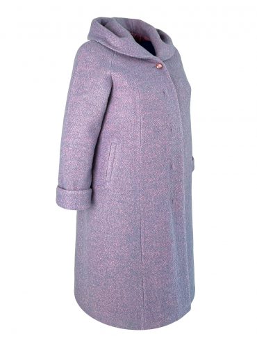 Пальто больших размеров с капюшоном, цвет серый в интернет-магазине Фабрики Тревери