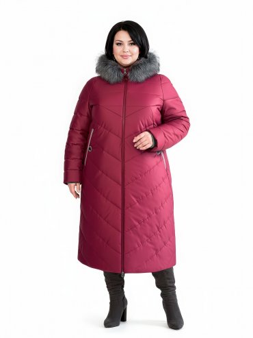 Интересное женское пальто, цвет бордовый в интернет-магазине Фабрики Тревери