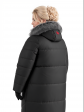 Пуховик больших размеров с капюшоном, цвет черный в интернет-магазине Фабрики Тревери