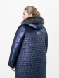 Пуховик больших размеров с капюшоном, цвет синий в интернет-магазине Фабрики Тревери