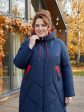 Пальто больших размеров с капюшоном, цвет синий в интернет-магазине Фабрики Тревери