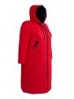 Пальто больших размеров с капюшоном, цвет красный в интернет-магазине Фабрики Тревери