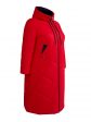 Пальто больших размеров с капюшоном, цвет красный в интернет-магазине Фабрики Тревери