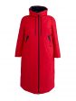Пальто больших размеров с капюшоном, цвет красный в интернет-магазине Фабрики Тревери