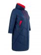 Пальто больших размеров с капюшоном, цвет синий в интернет-магазине Фабрики Тревери