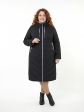 Пальто больших размеров с капюшоном, цвет черный в интернет-магазине Фабрики Тревери