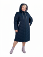 Пальто больших размеров с капюшоном, цвет синий в интернет-магазине Фабрики Тревери