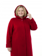 Пальто больших размеров с капюшоном, цвет бордовый в интернет-магазине Фабрики Тревери