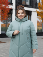 Пальто больших размеров с капюшоном, цвет зеленый в интернет-магазине Фабрики Тревери