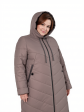 Пальто больших размеров с капюшоном, цвет коричневый в интернет-магазине Фабрики Тревери