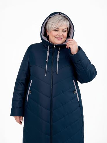 Молодежное стеганное пальто , цвет синий в интернет-магазине Фабрики Тревери