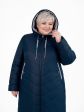 Пальто больших размеров с капюшоном, цвет синий в интернет-магазине Фабрики Тревери
