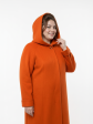 Пальто больших размеров с капюшоном, цвет рыжий в интернет-магазине Фабрики Тревери