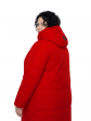 Пальто больших размеров с капюшоном, цвет красный в интернет-магазине Фабрики Тревери