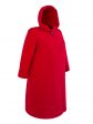 Пальто больших размеров с капюшоном, цвет красный в интернет-магазине Фабрики Тревери