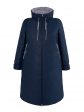 Пальто больших размеров с капюшоном, цвет синий в интернет-магазине Фабрики Тревери