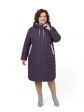 Пальто больших размеров с капюшоном, цвет фиолетовый в интернет-магазине Фабрики Тревери