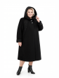 Пальто больших размеров с капюшоном, цвет черный в интернет-магазине Фабрики Тревери