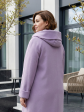 Пальто больших размеров с капюшоном, цвет сиреневый в интернет-магазине Фабрики Тревери