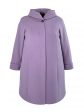 Пальто больших размеров с капюшоном, цвет сиреневый в интернет-магазине Фабрики Тревери