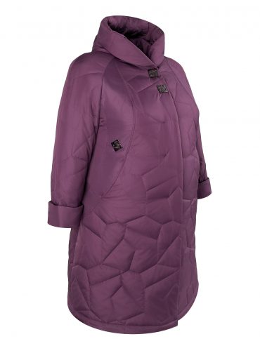 Пальто женское из стеганной плащевой ткани, цвет фиолетовый в интернет-магазине Фабрики Тревери