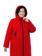 Пальто больших размеров с капюшоном, цвет красный в интернет-магазине Фабрики Тревери