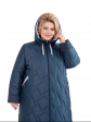 Пальто больших размеров с капюшоном, цвет синий в интернет-магазине Фабрики Тревери