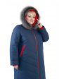Пуховик больших размеров с капюшоном, цвет синий в интернет-магазине Фабрики Тревери