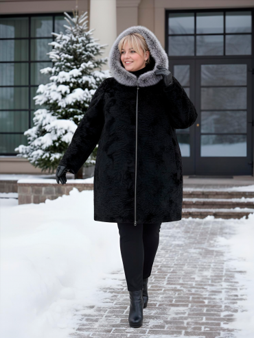 Женская шубка из каракуля , цвет черный в интернет-магазине Фабрики Тревери