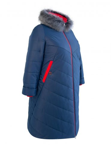 Интересное женское пальто, цвет синий в интернет-магазине Фабрики Тревери