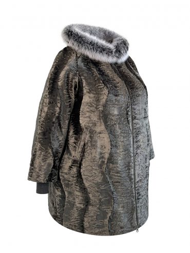 Женская шубка из каракуля , цвет оливковый в интернет-магазине Фабрики Тревери